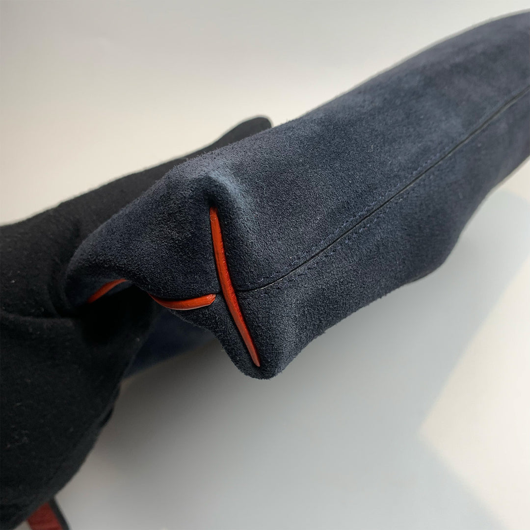 Loewe Suede Large T Pouch Navy And Red Zip Detail