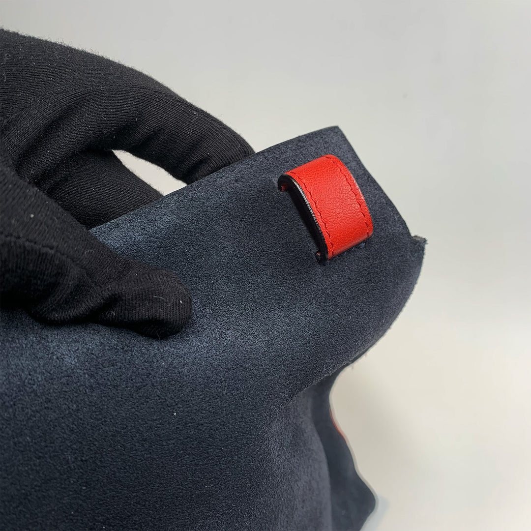 Loewe Suede Large T Pouch Navy And Red Zip Detail