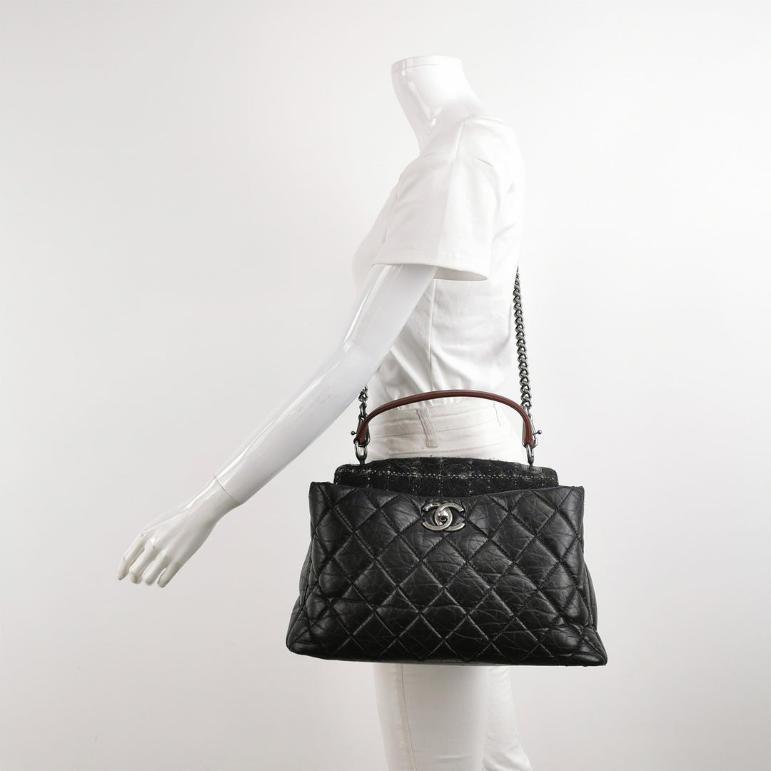 Chanel Portobello Tote Black Aged Calfskin Tweed Bag