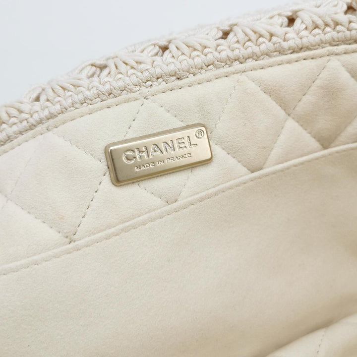 Chanel Crochet Camellia Flap Bag in White