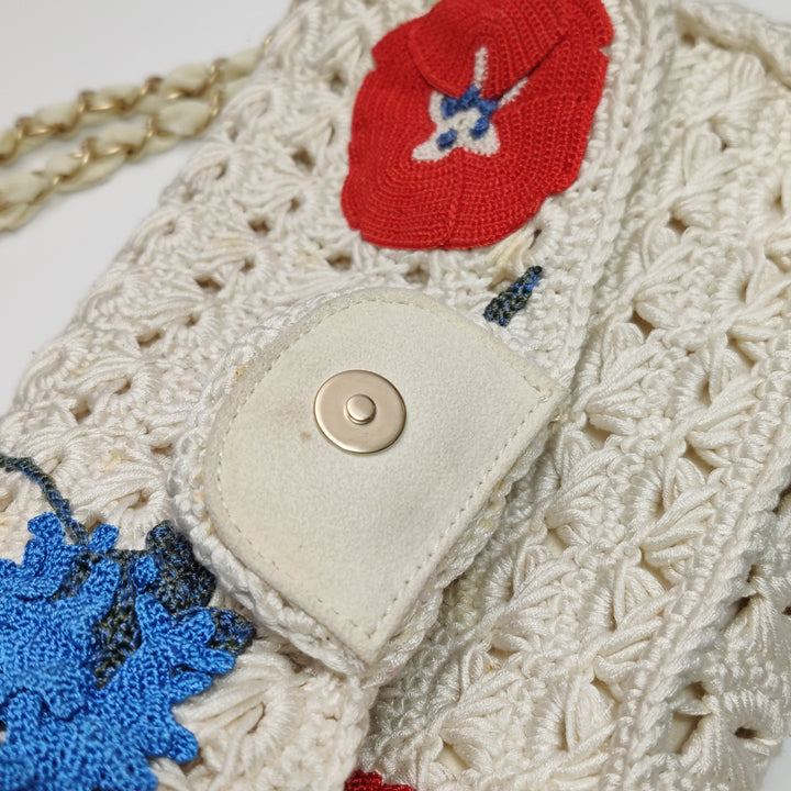 Chanel Crochet Camellia Flap Bag in White