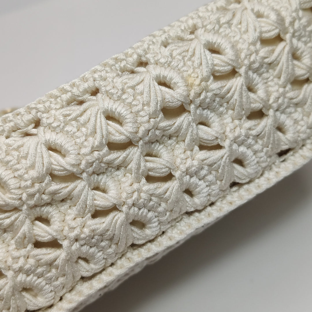 Chanel Crochet Camellia Flap Bag in White