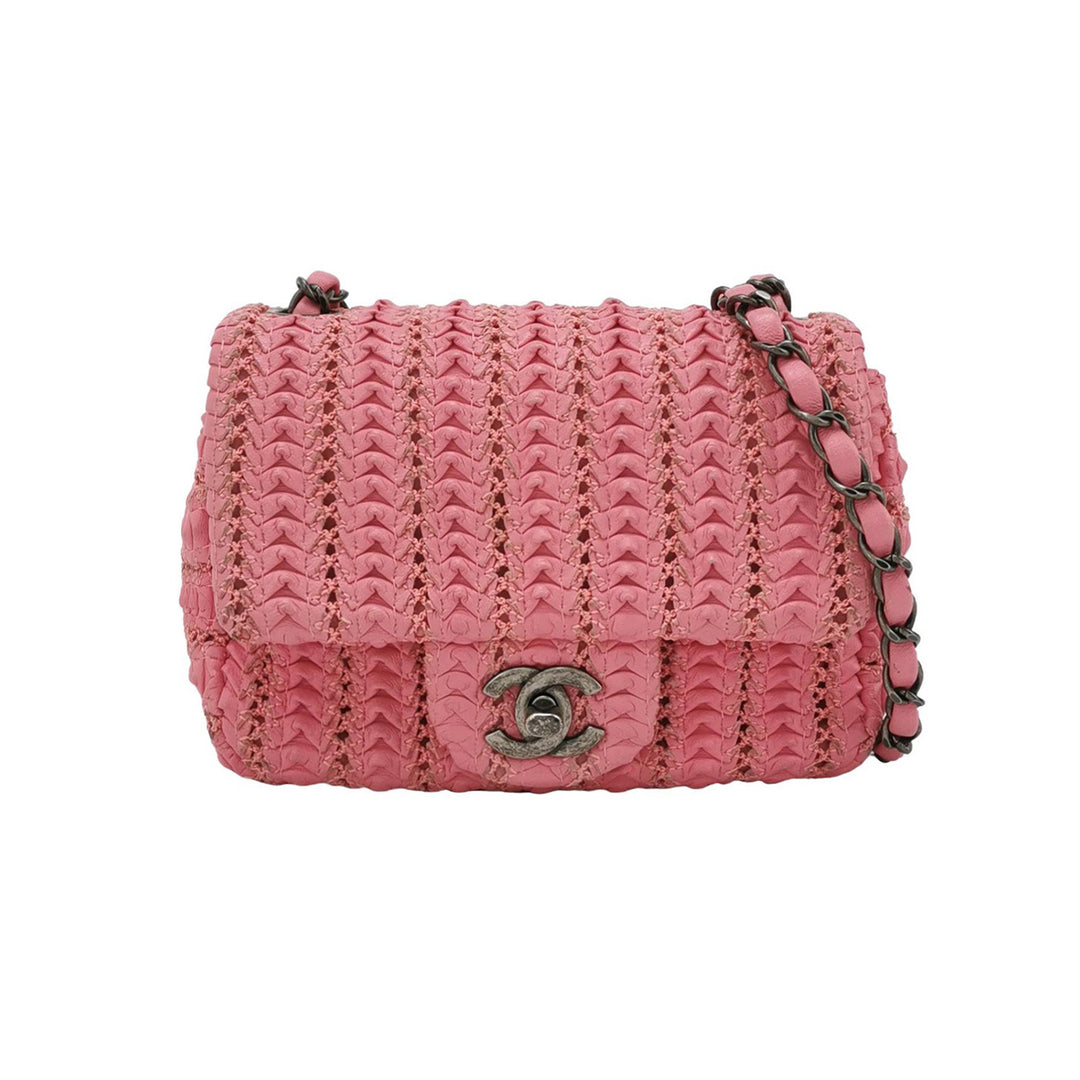 Chanel Mini Pink Crochet Embroidered Bag