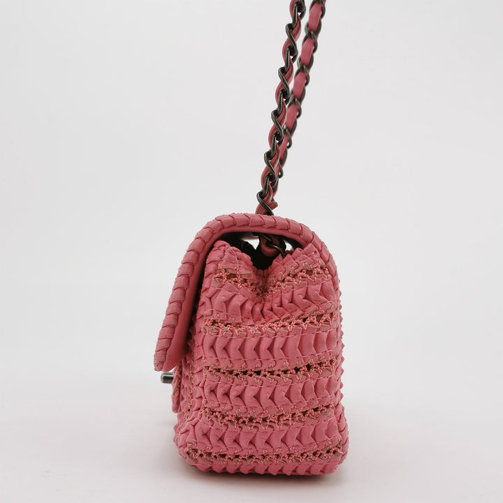 Chanel Mini Pink Crochet Embroidered Bag