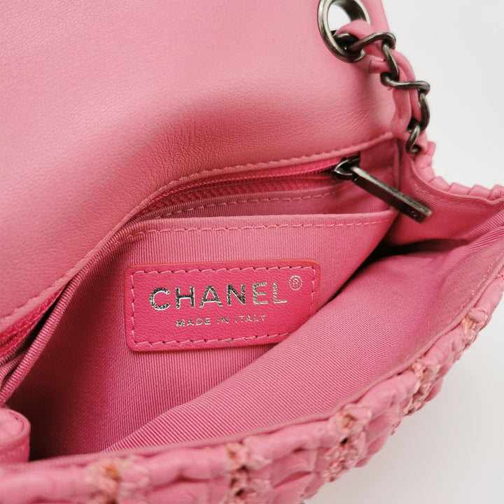 Chanel Mini Pink Crochet Embroidered Bag