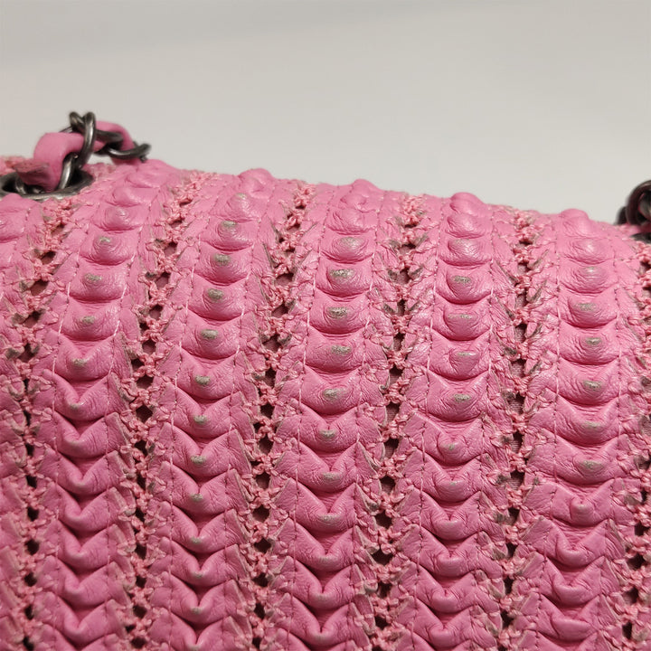 Chanel Mini Pink Crochet Embroidered Bag