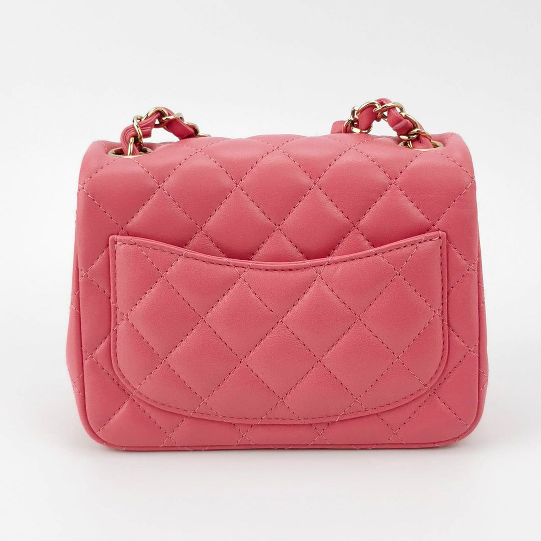 Chanel Mini Square Flap Bag in Pink Lambskin