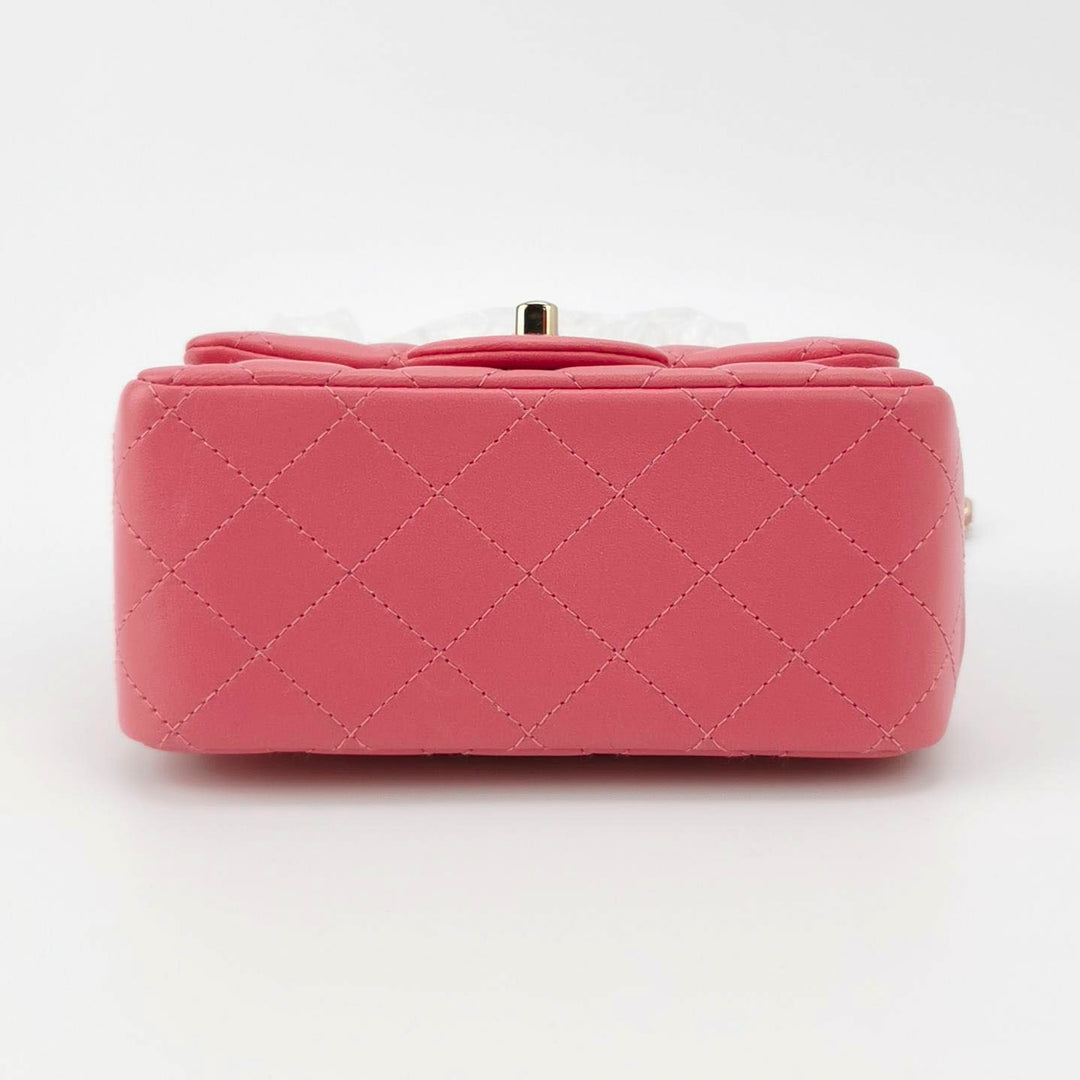 Chanel Mini Square Flap Bag in Pink Lambskin