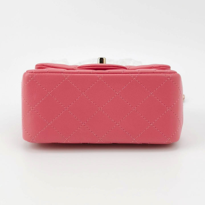 Chanel Mini Square Flap Bag in Pink Lambskin