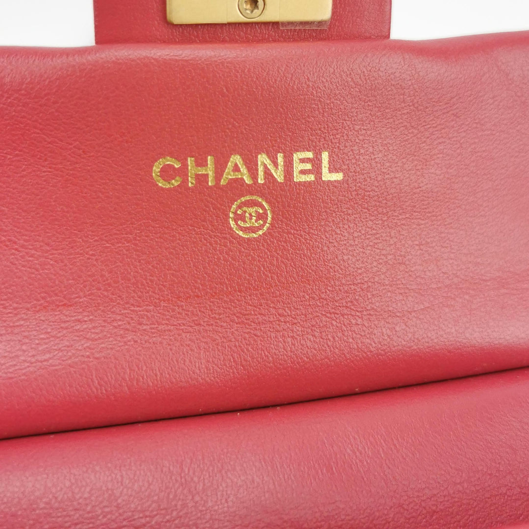 Chanel Lady Handle Flap Mini Bag in Red Calfskin