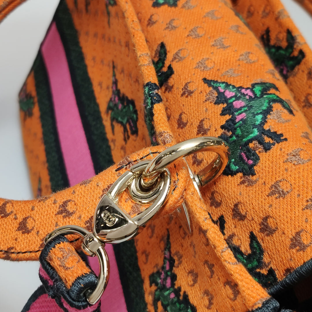 Dior Lady D-Lite Canvas Embroidered Dino Medium Orange