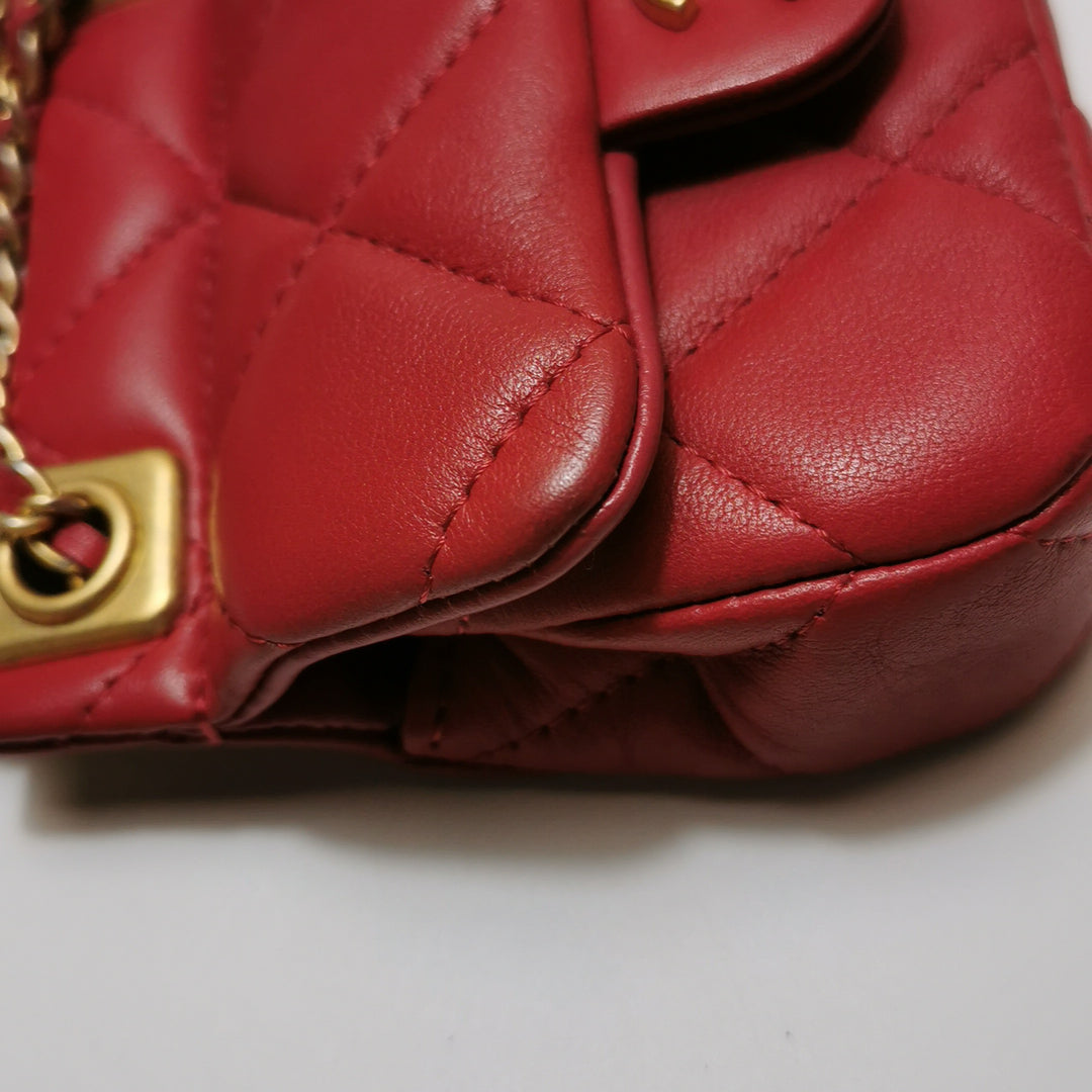 Chanel Lady Handle Flap Mini Bag in Red Calfskin