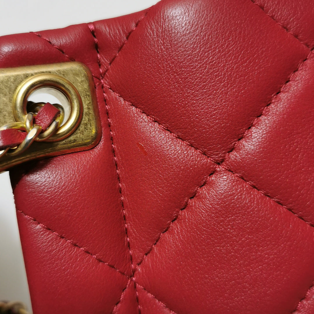 Chanel Lady Handle Flap Mini Bag in Red Calfskin