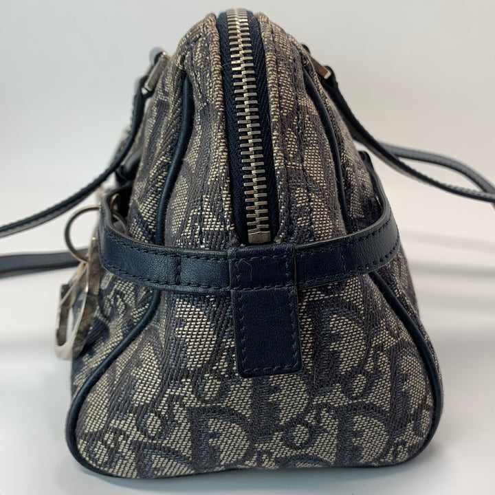 Christian Dior Vintage Diorissimo Logo Oblique Charms Boston Canvas Bag