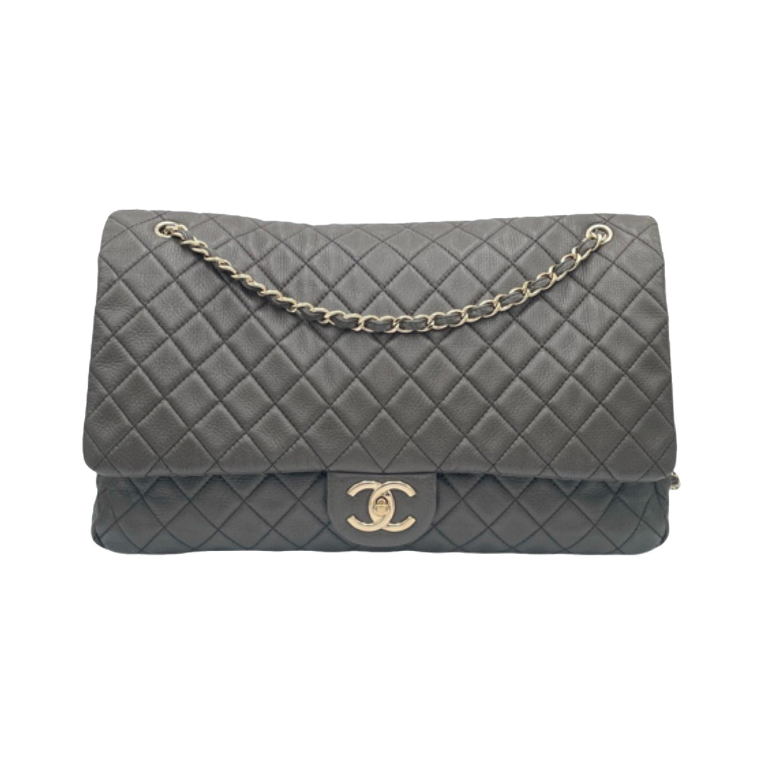 Chanel XXL Travel Flap Bag Khaki Green Leather