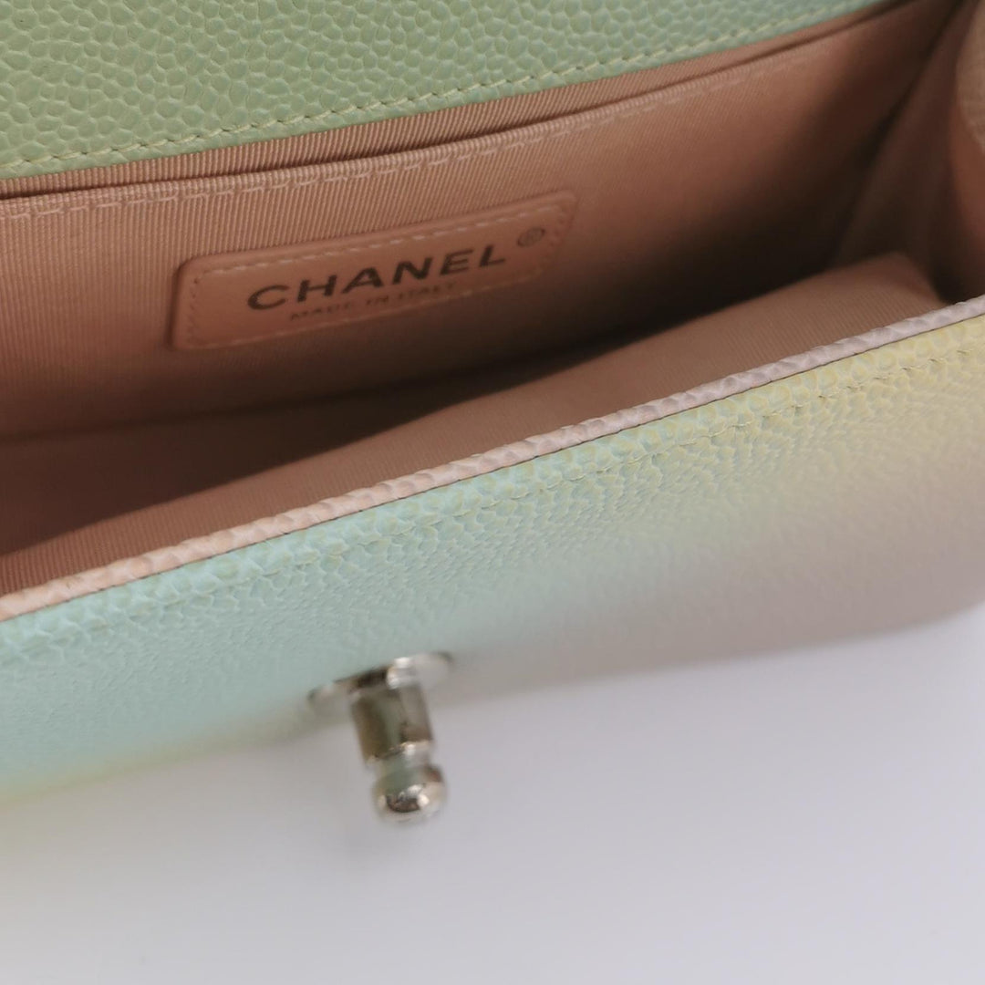 Chanel Boy Flap Bag Small Caviar Quilted Cuba Rainbow Pink Multicolor Silver Hardware