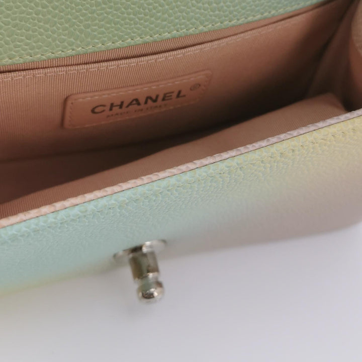 Chanel Boy Flap Bag Small Caviar Quilted Cuba Rainbow Pink Multicolor Silver Hardware