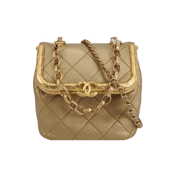 Chanel My Crush Flap Bag Small Metallic Quilted Lambskin Gold Hardware