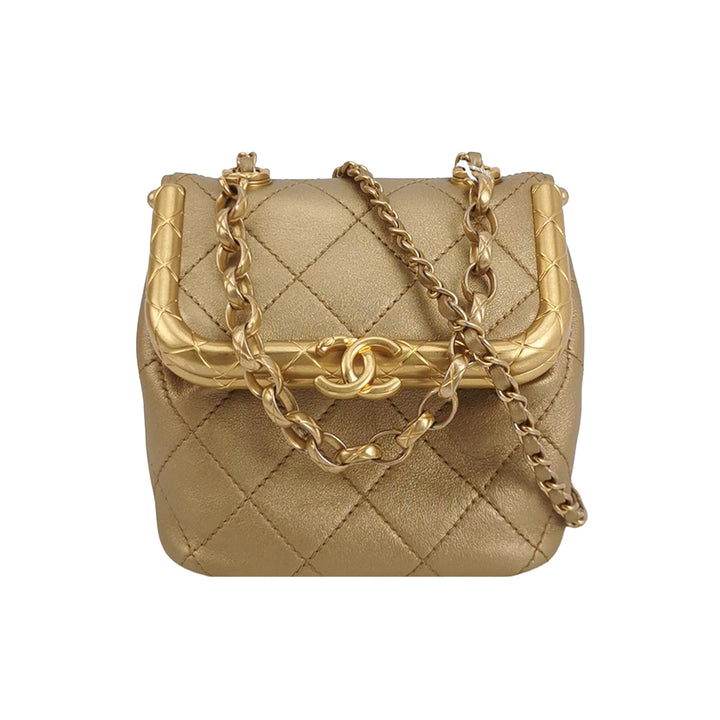 Chanel My Crush Flap Bag Small Metallic Quilted Lambskin Gold Hardware