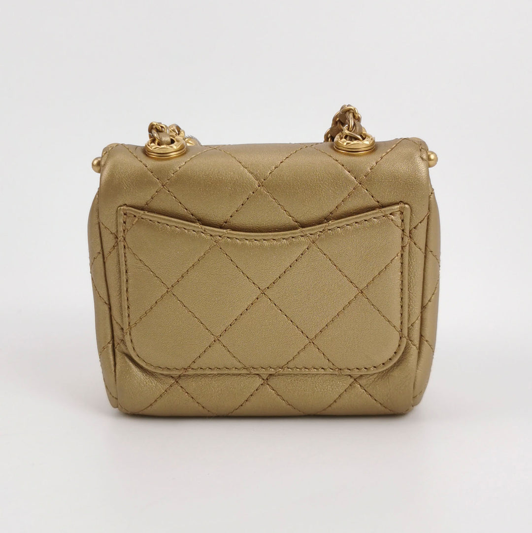 Chanel My Crush Flap Bag Small Metallic Quilted Lambskin Gold Hardware