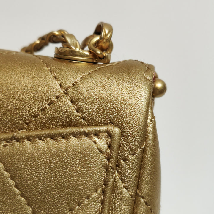 Chanel My Crush Flap Bag Small Metallic Quilted Lambskin Gold Hardware