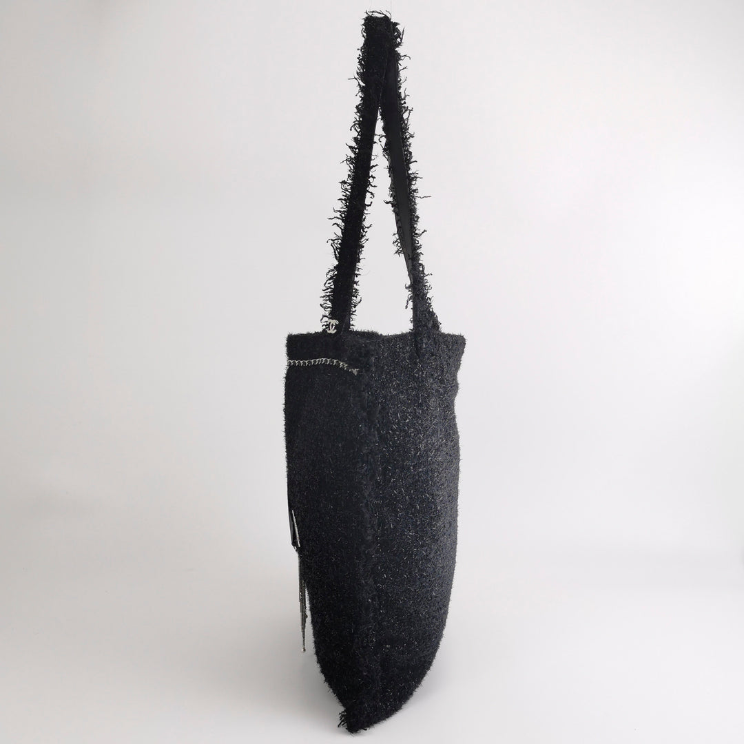 Chanel Rocket Tote Bag Large Black Tweed Boucle Ruthenium Hardware