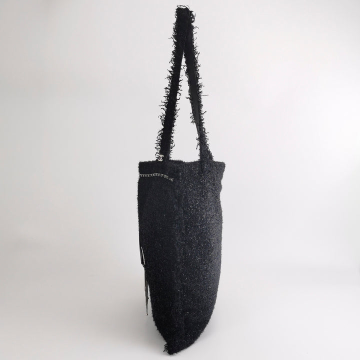 Chanel Rocket Tote Bag Large Black Tweed Boucle Ruthenium Hardware
