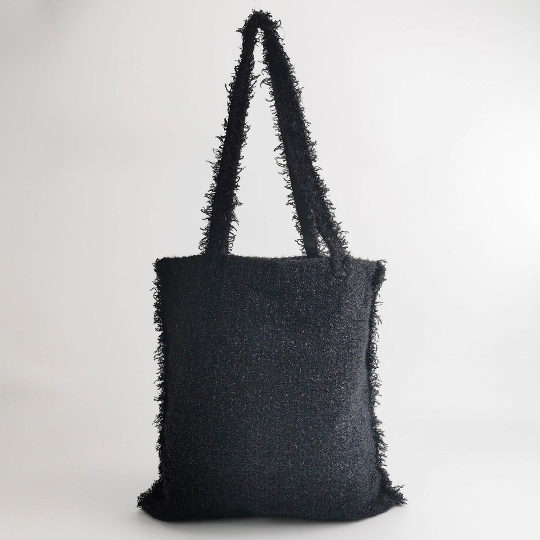 Chanel Rocket Tote Bag Large Black Tweed Boucle Ruthenium Hardware