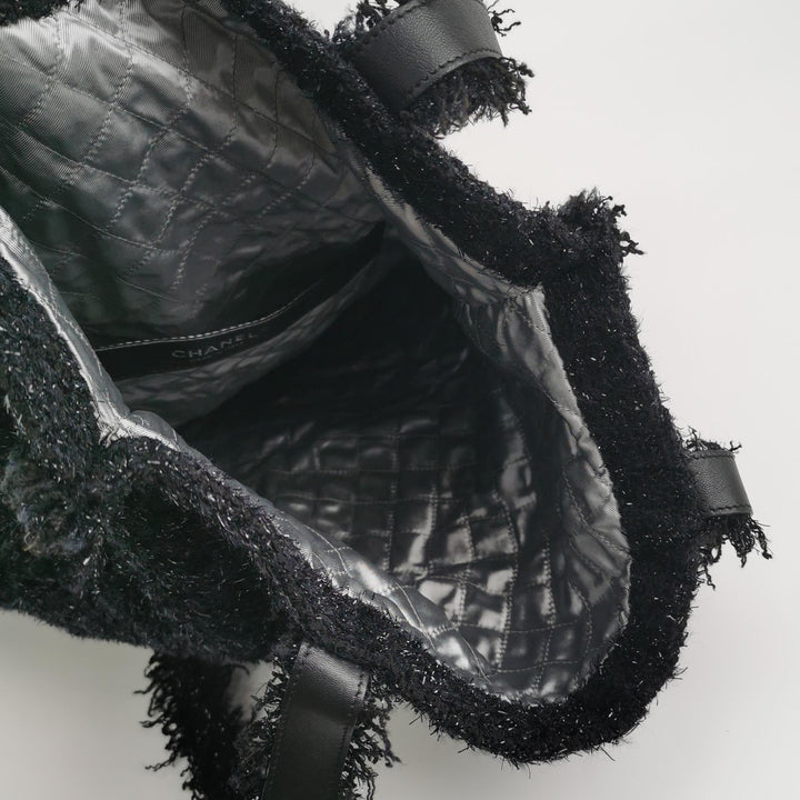 Chanel Rocket Tote Bag Large Black Tweed Boucle Ruthenium Hardware