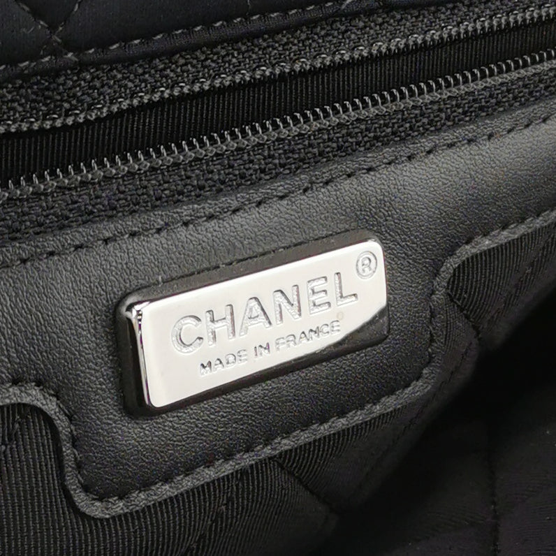 Chanel Classic Camellia Single Flap Bag Medium Neoprene Black