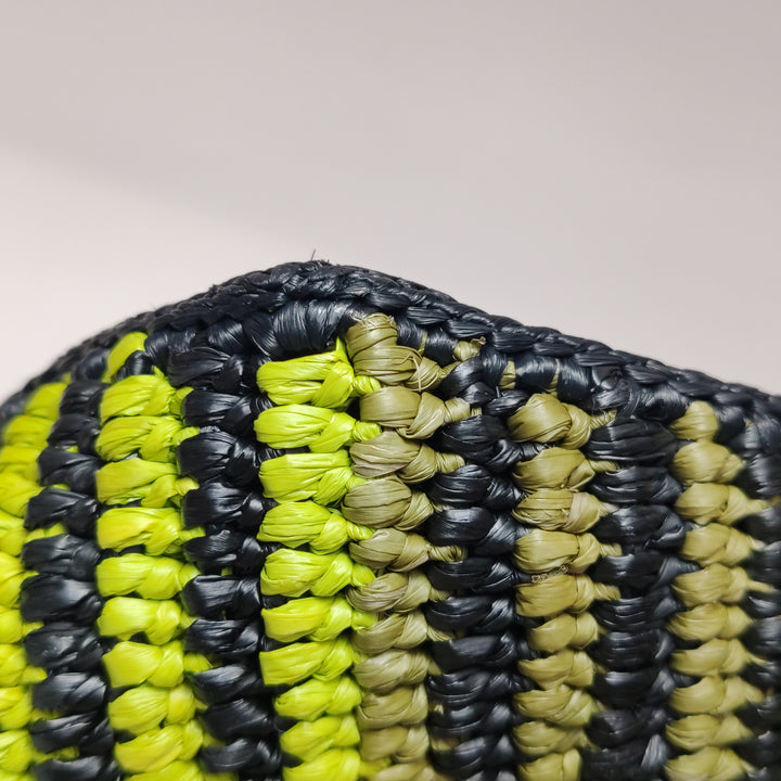 Loewe Small Puzzle Bag Raffia and Calfskin Anise Olive Gold Hardware