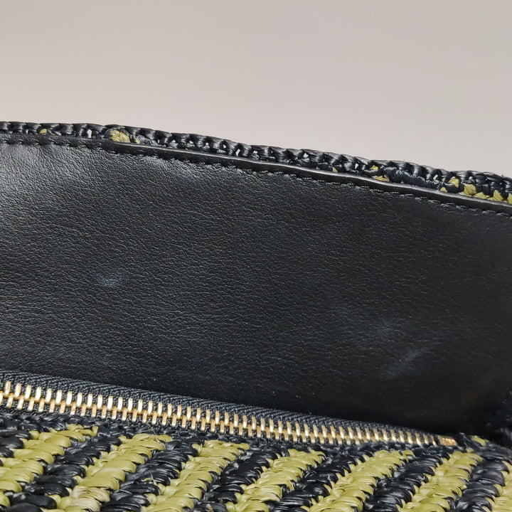 Loewe Small Puzzle Bag Raffia and Calfskin Anise Olive Gold Hardware