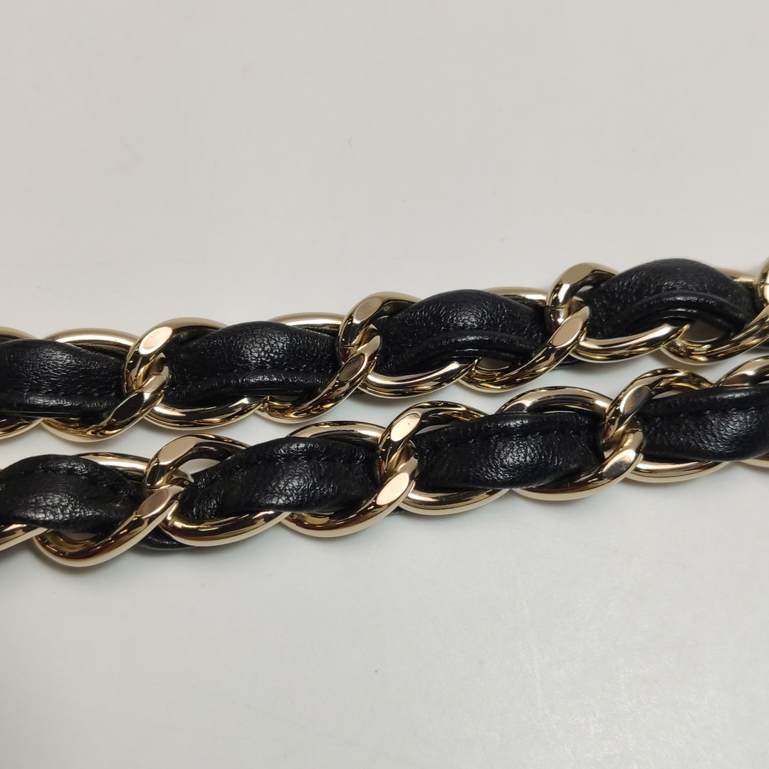 Chanel Quilted Chain Round Mini Clutch Lambskin Black Gold Hardware