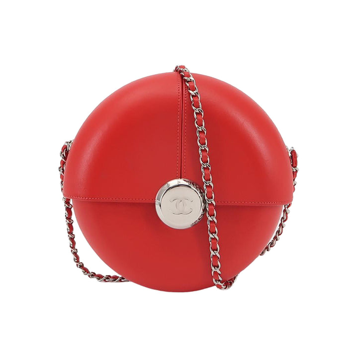 Chanel Evening In The Air Crossbody Bag Small Red Lambskin Silver Hardware