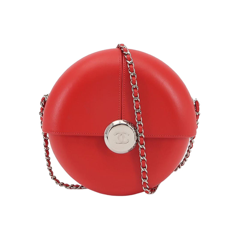 Chanel Evening In The Air Crossbody Bag Small Red Lambskin Silver Hardware