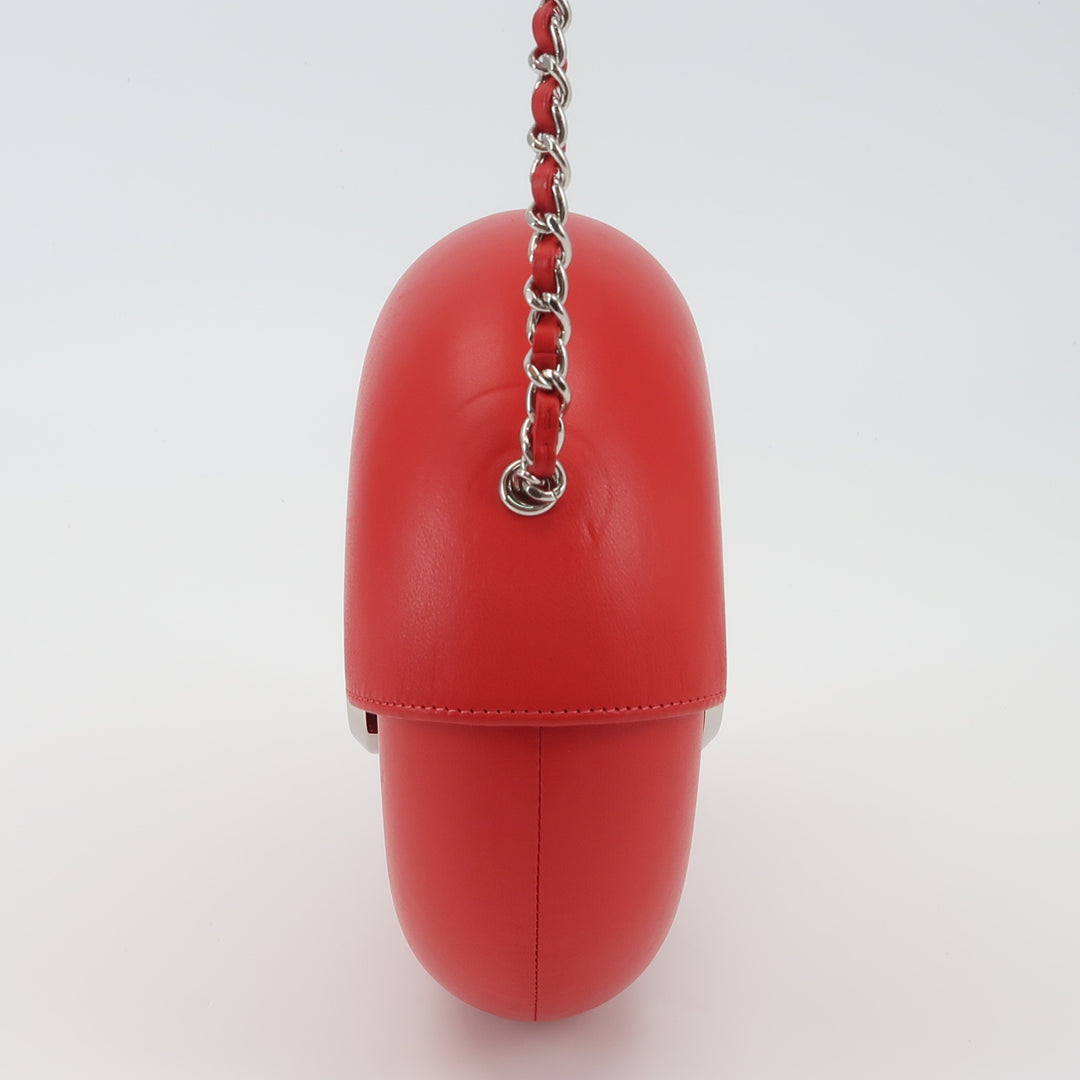Chanel Evening In The Air Crossbody Bag Small Red Lambskin Silver Hardware