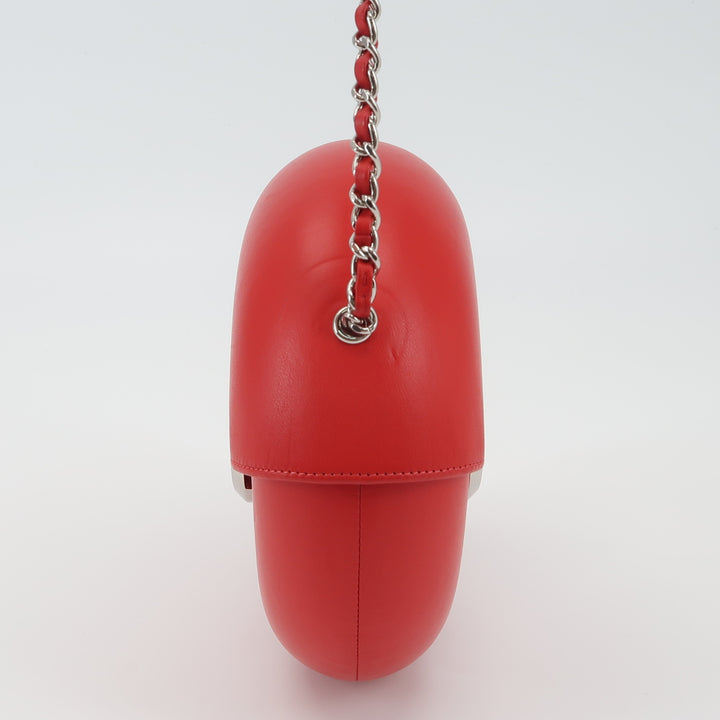 Chanel Evening In The Air Crossbody Bag Small Red Lambskin Silver Hardware