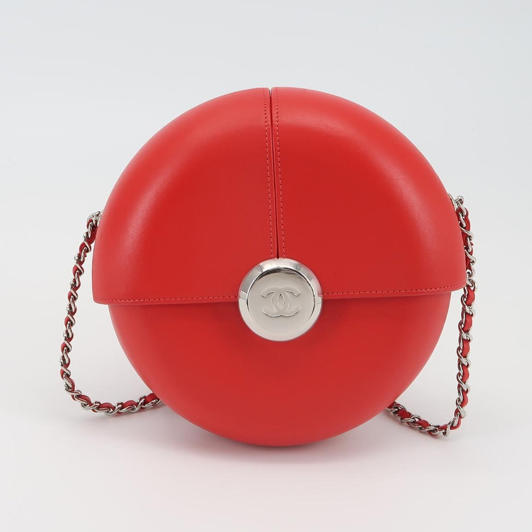 Chanel Evening In The Air Crossbody Bag Small Red Lambskin Silver Hardware