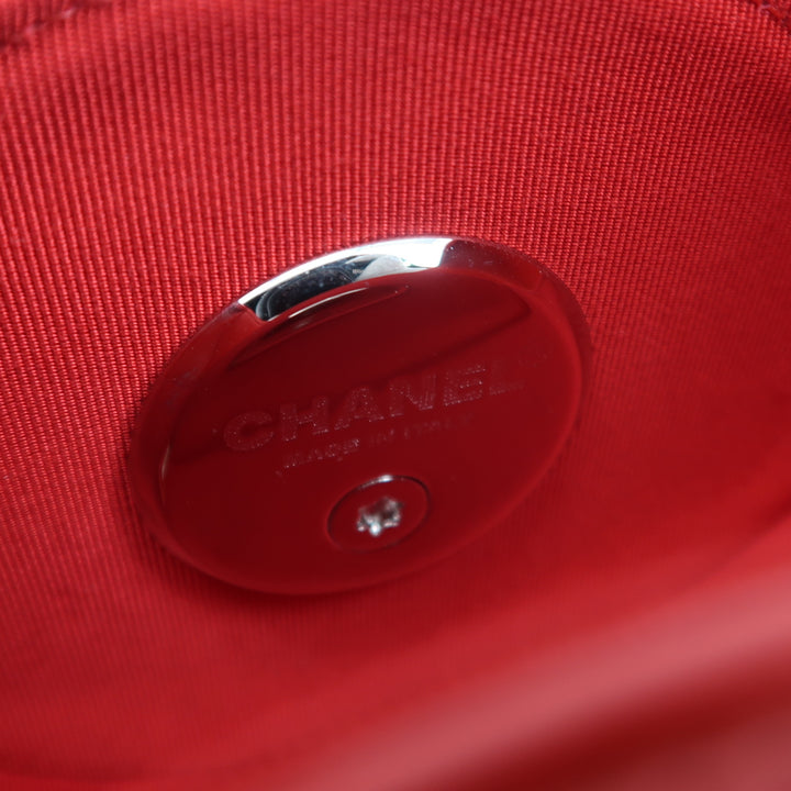 Chanel Evening In The Air Crossbody Bag Small Red Lambskin Silver Hardware