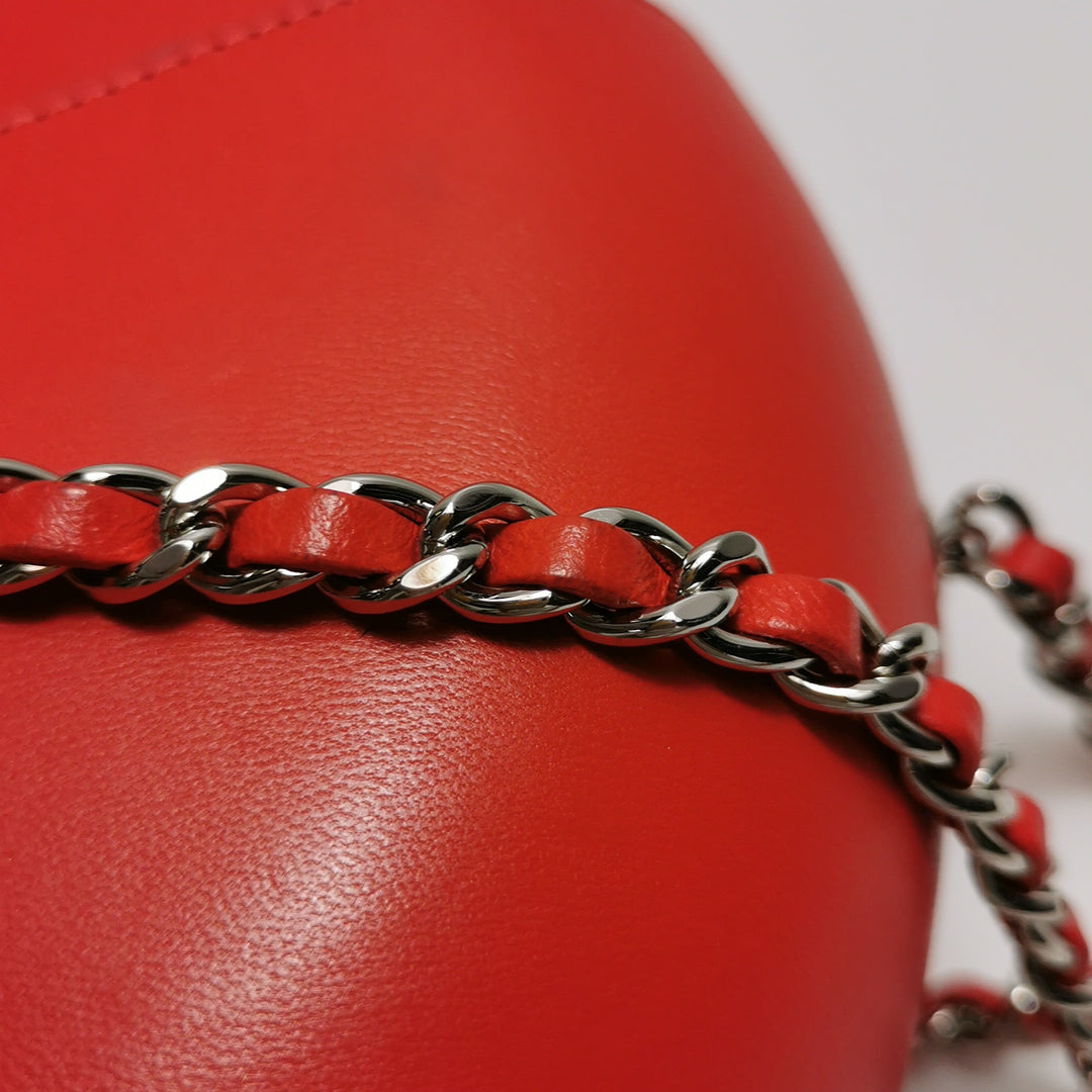 Chanel Evening In The Air Crossbody Bag Small Red Lambskin Silver Hardware