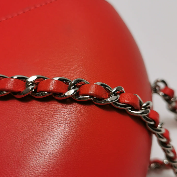 Chanel Evening In The Air Crossbody Bag Small Red Lambskin Silver Hardware