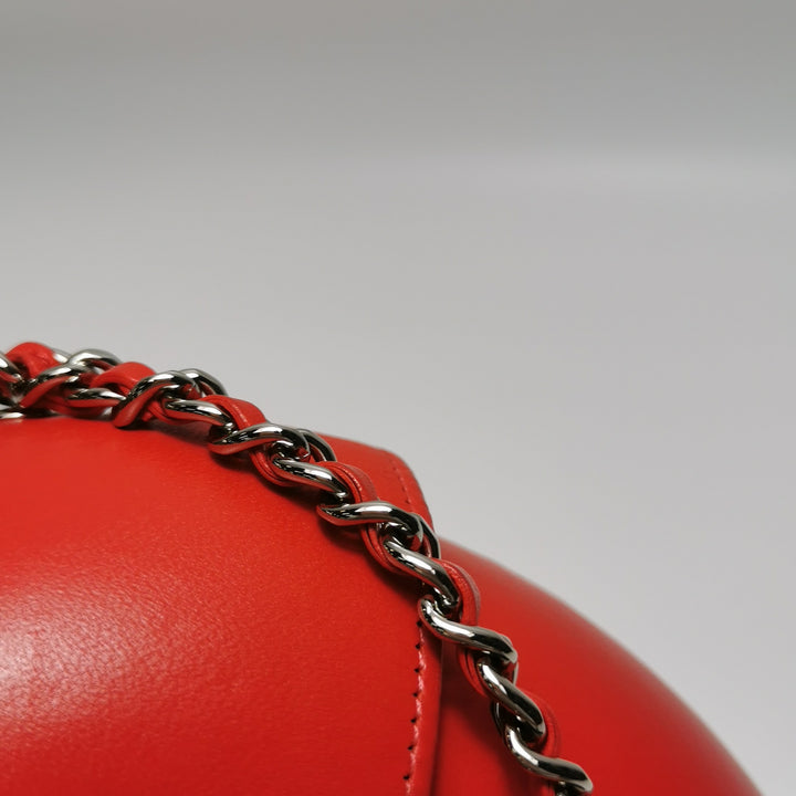 Chanel Evening In The Air Crossbody Bag Small Red Lambskin Silver Hardware
