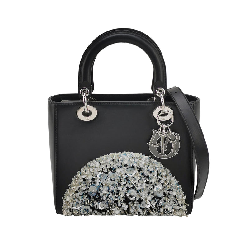 Dior X Wang Yuyang Calfskin Bead Embroidered The Lunar Landscape Medium Lady Dior Art Black Multi colour
