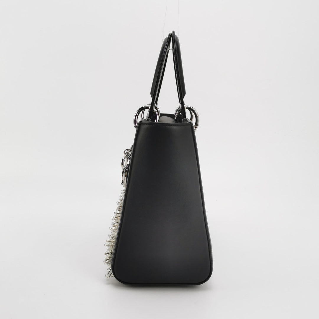 Dior X Wang Yuyang Calfskin Bead Embroidered The Lunar Landscape Medium Lady Dior Art Black Multi colour