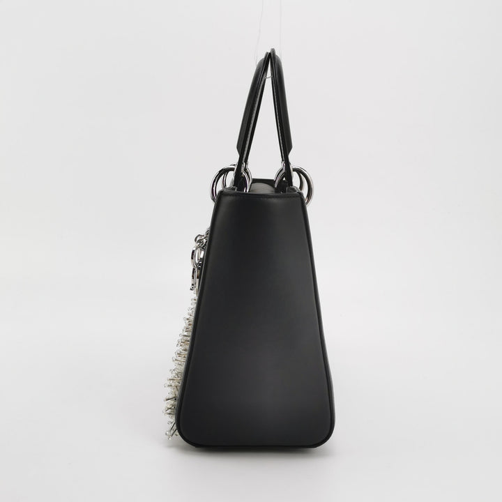 Dior X Wang Yuyang Calfskin Bead Embroidered The Lunar Landscape Medium Lady Dior Art Black Multi colour