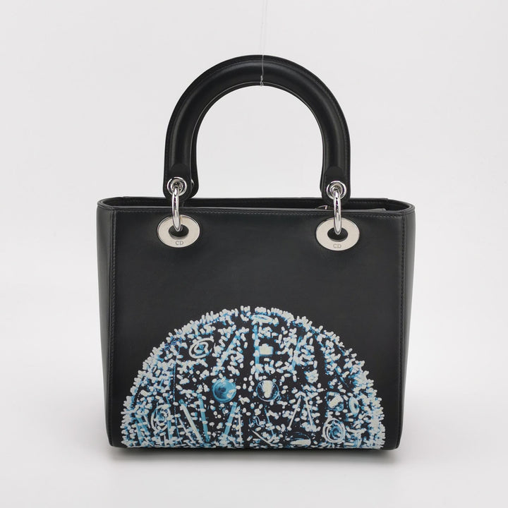 Dior X Wang Yuyang Calfskin Bead Embroidered The Lunar Landscape Medium Lady Dior Art Black Multi colour