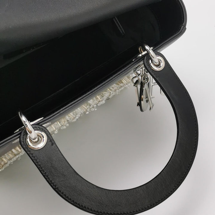 Dior X Wang Yuyang Calfskin Bead Embroidered The Lunar Landscape Medium Lady Dior Art Black Multi colour