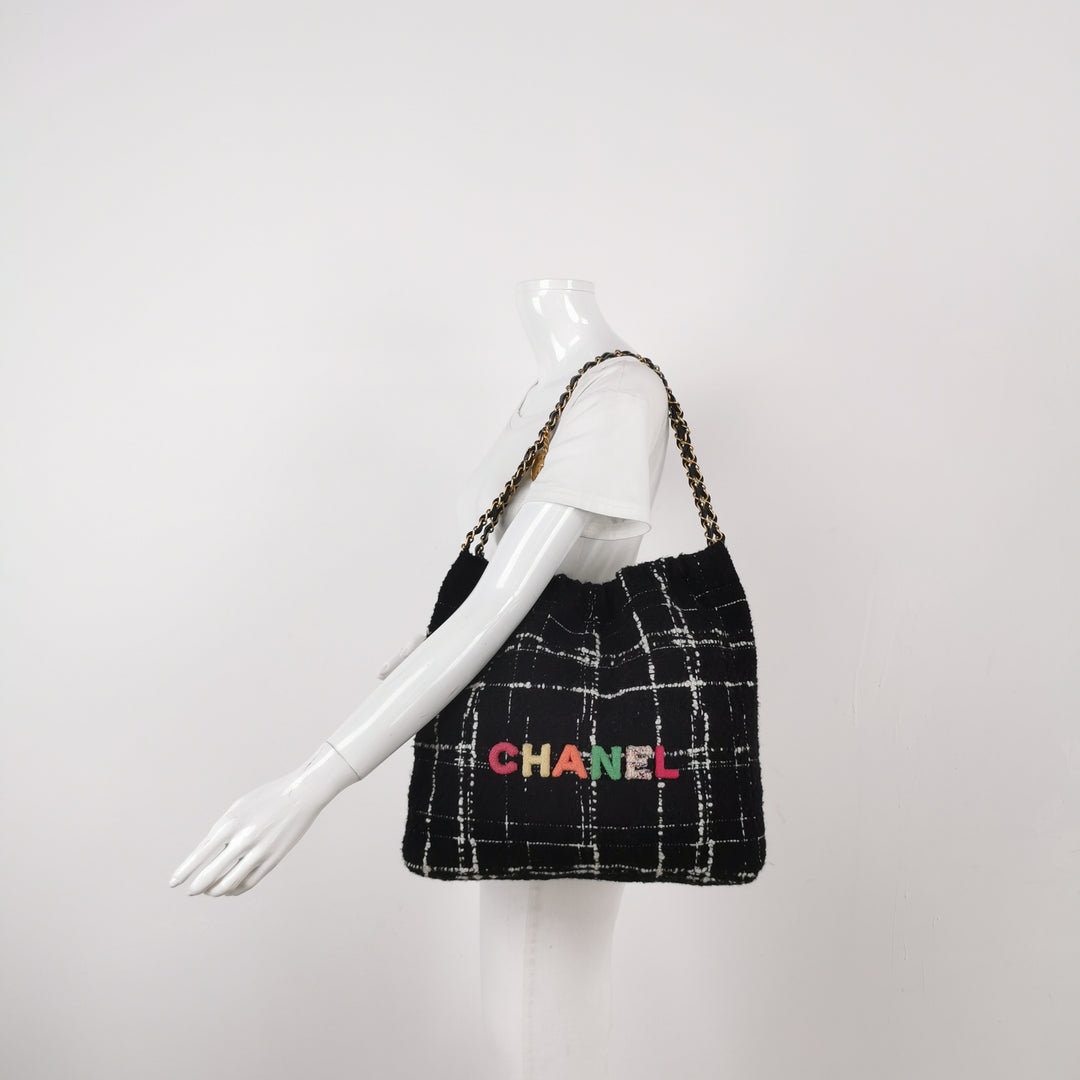 Chanel 22 Tweed Hobo Bag