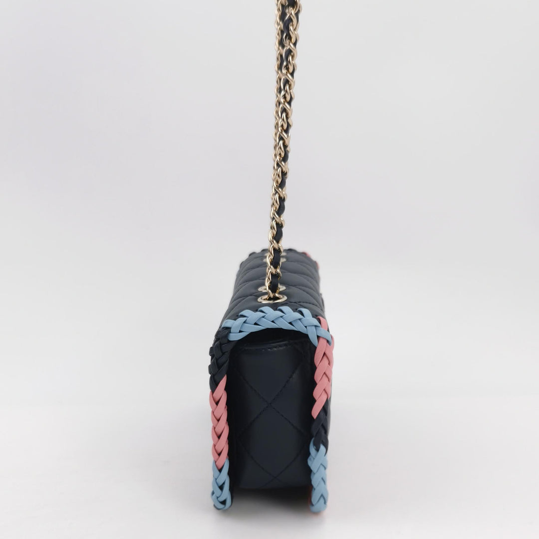 Chanel Quilted CC Logo Lambskin Braided Trim Flap Bag