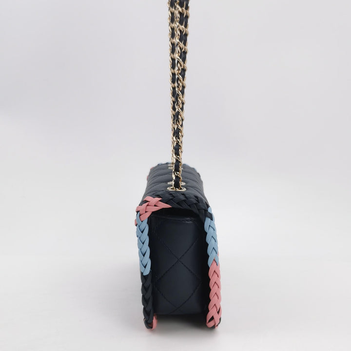 Chanel Quilted CC Logo Lambskin Braided Trim Flap Bag